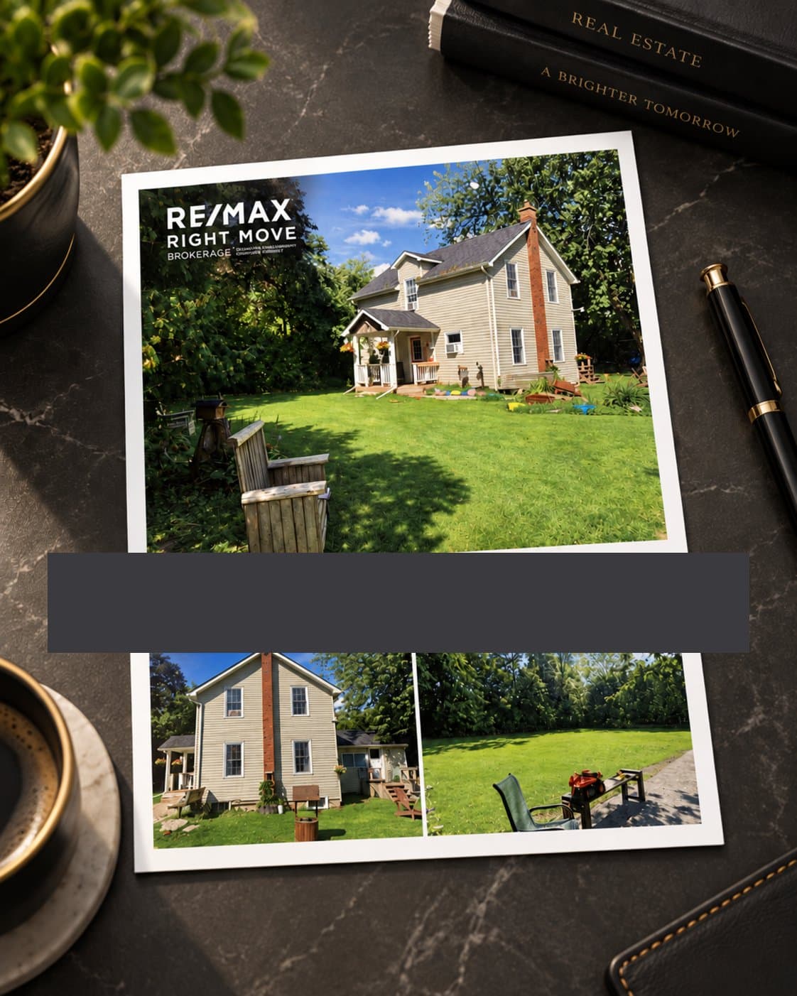 Sample single-property flyer with photography and pricing highlights