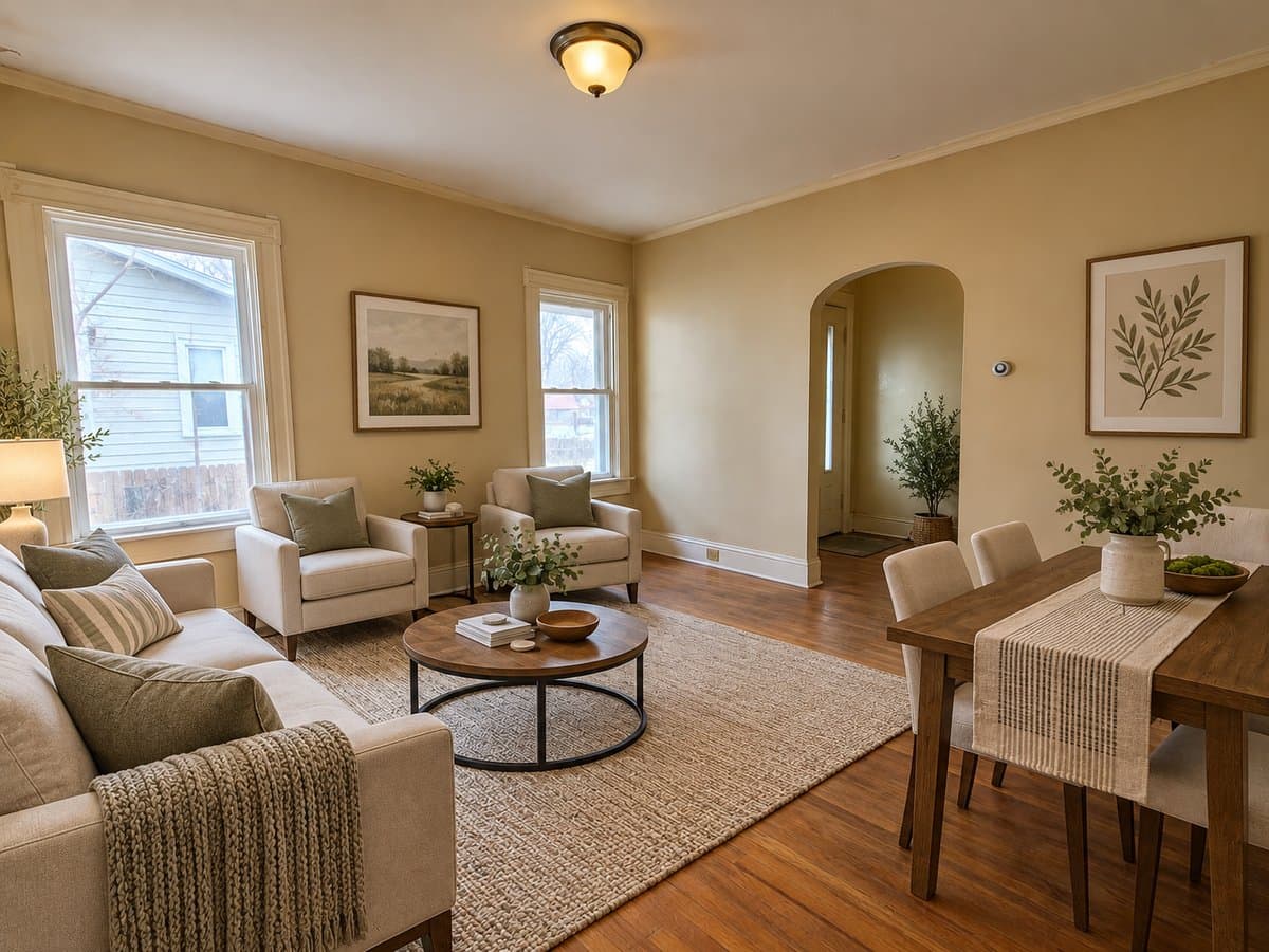 Living room staging concept, after
